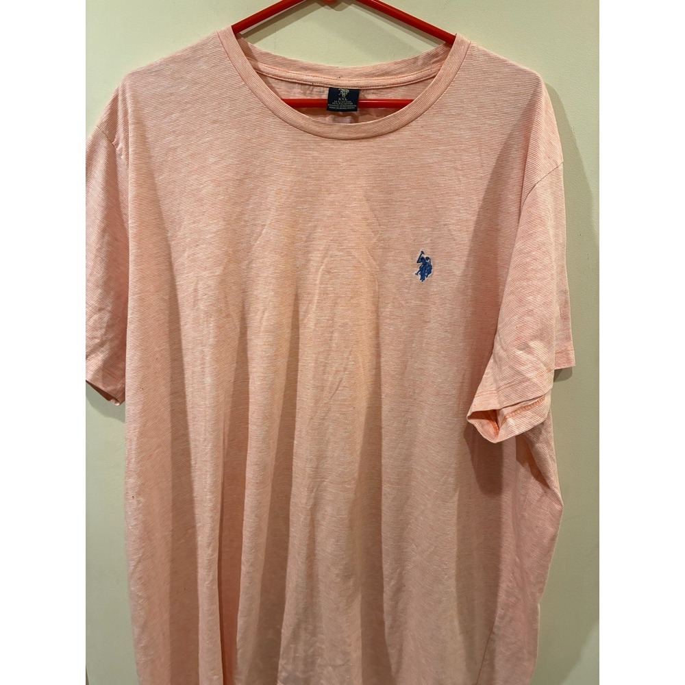 US Polo Assn. 2XL Men's Pink Crew Neck Short Sleeve Logo T-Shirt